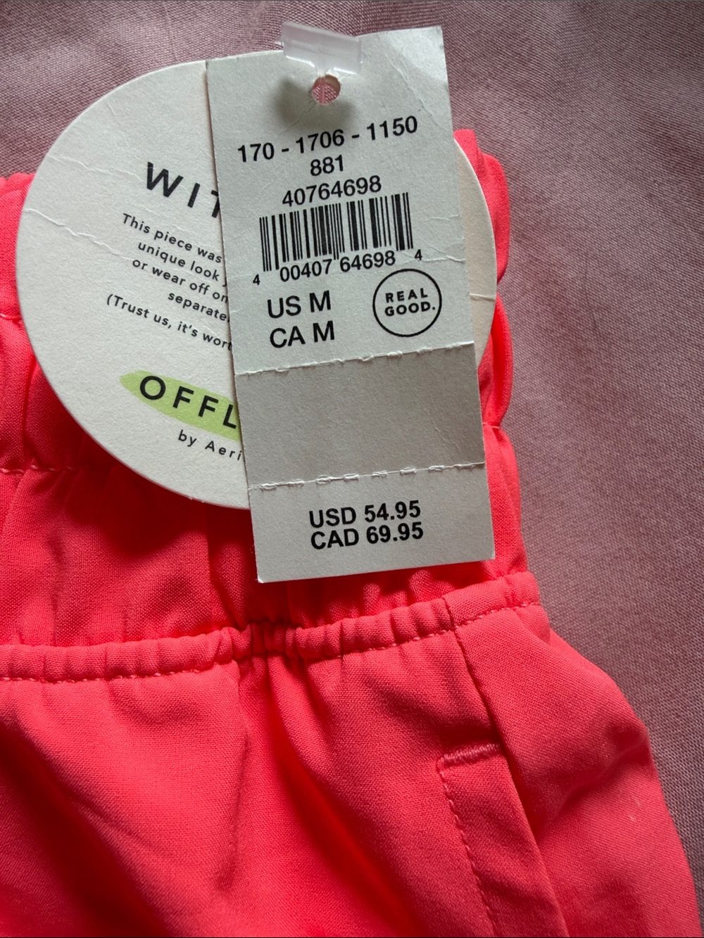 Aerie Offline Active Double-Layer Athletic Shorts in Coral - Picture 3 of 5